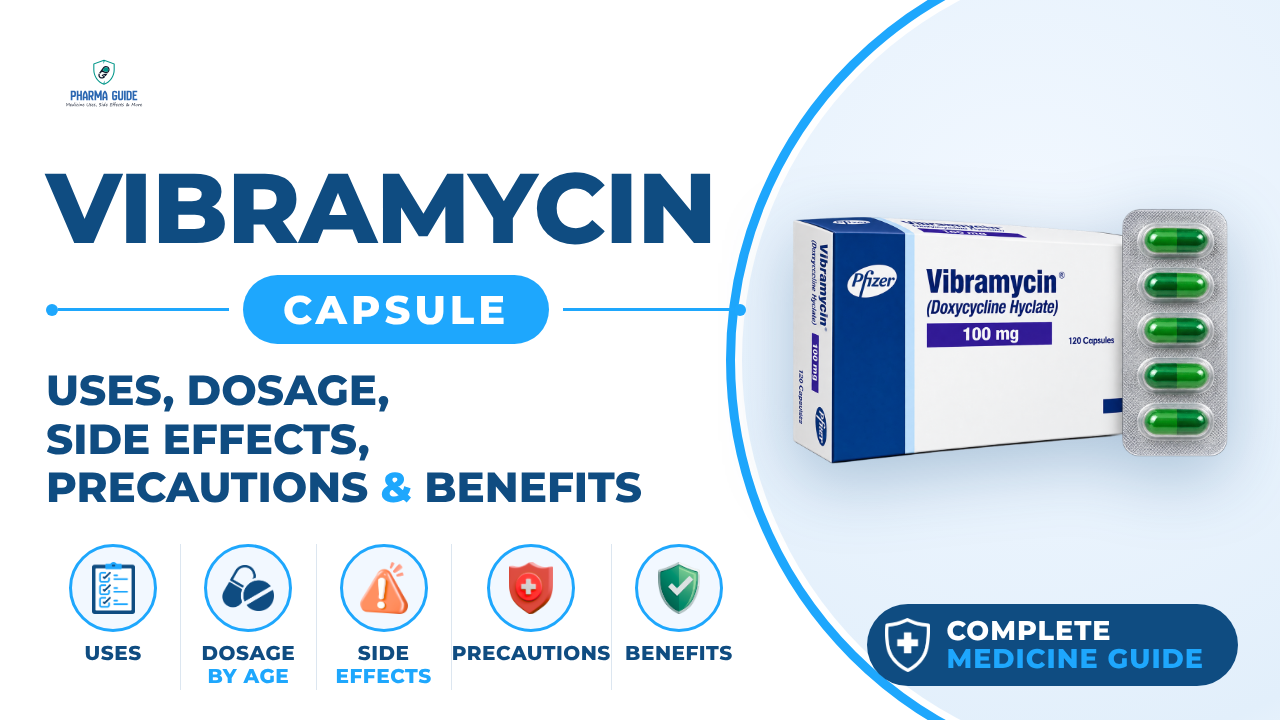 Vibramycin Capsule: Uses, Dosage, Side Effects, Precautions and Alternates