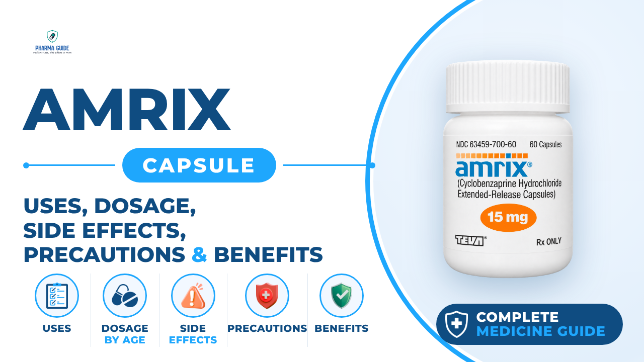 Amrix Capsule: Uses, Dosage, Side Effects, Precautions and Alternates