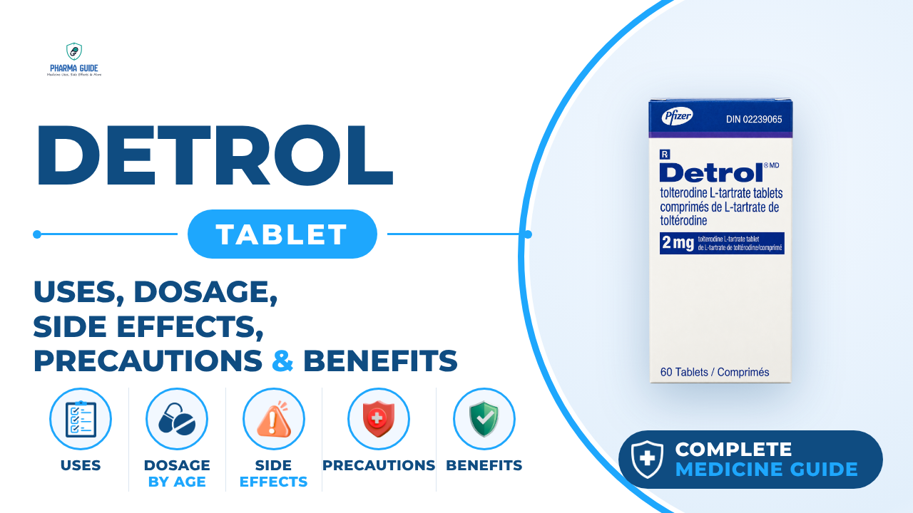 Detrol Tablet: Uses, Dosage, Side Effects, Precautions and Alternates