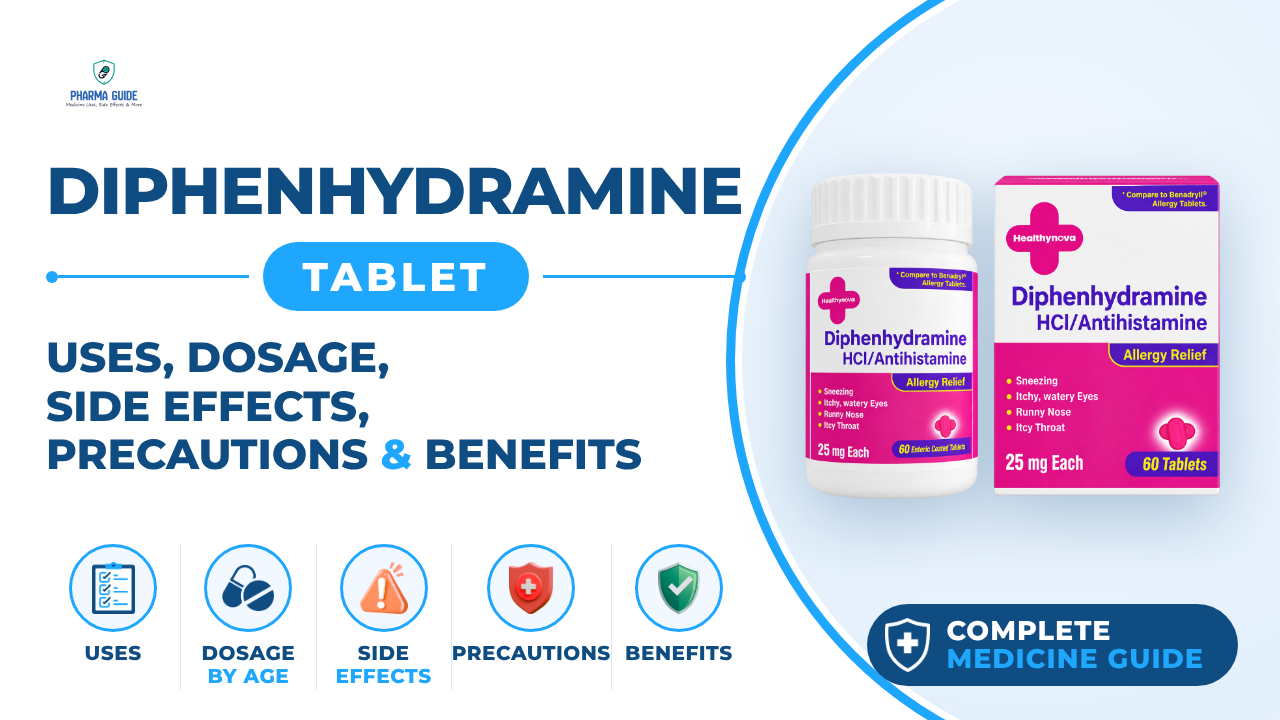 Diphenhydramine Tablet: Uses, Dosage, Side Effects, Precautions and Alternates