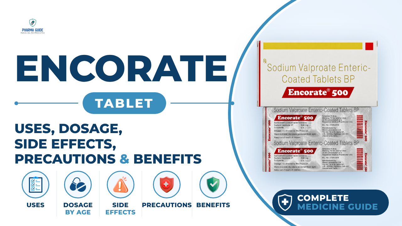 Encorate Tablet: Uses, Dosage, Side Effects, Precautions and Alternates