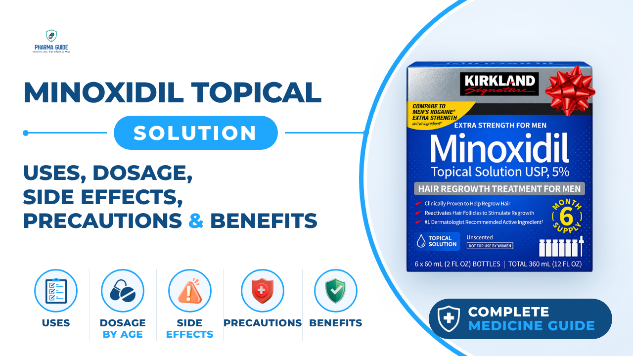 Minoxidil Topical Solution: Uses, Dosage, Side Effects, Precautions and Alternates